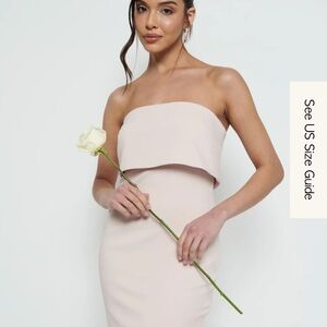 Pretty Lavish Pink Nude Strapless Julia Dress Crepe Maxi Bridesmaids dress